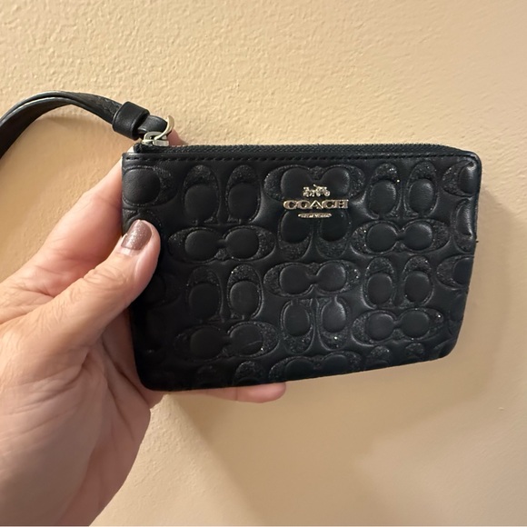 Coach Black Wristlet with silver hardware and glitter - Picture 1 of 7